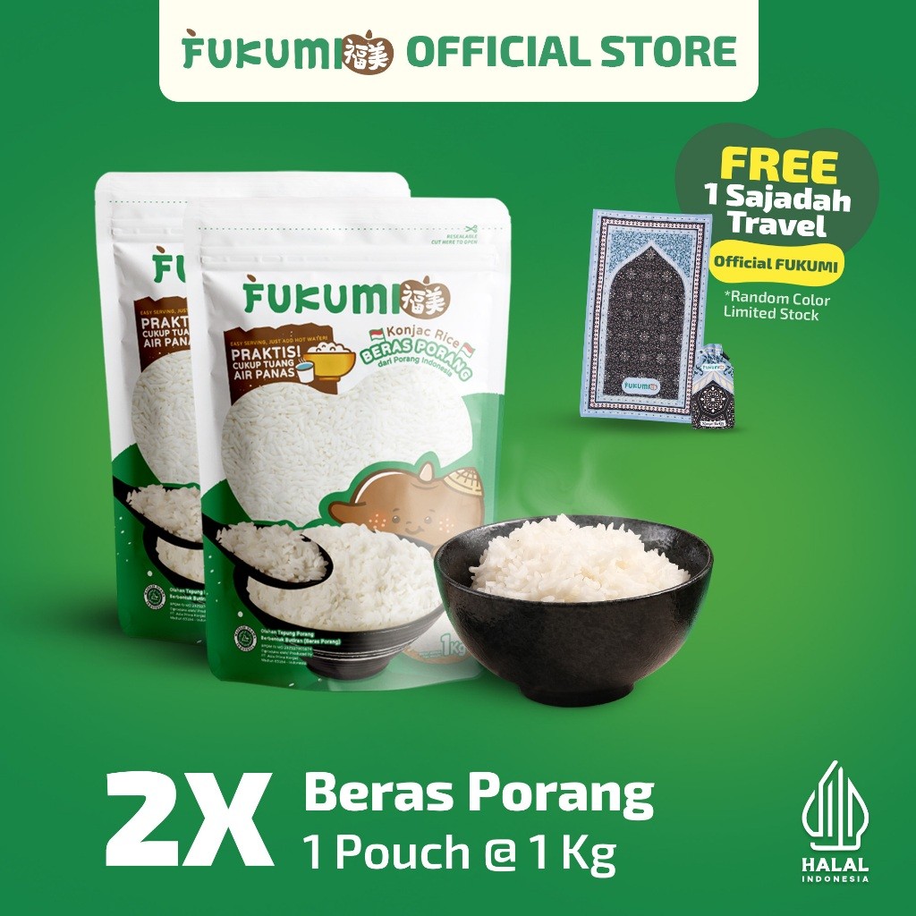 

FUKUMI Beras Porang 2 Pouch 1 KG - Shirataki Rice