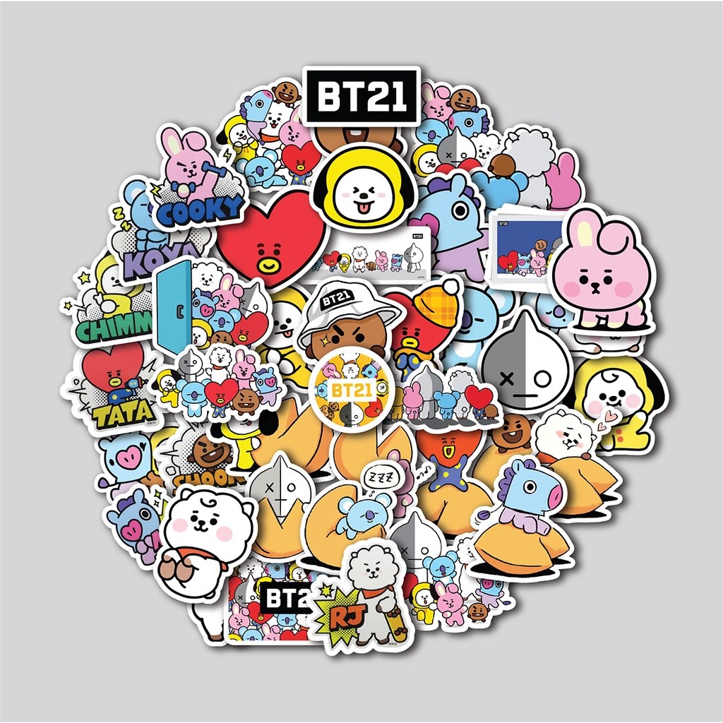 STICKER PACK BT21 BTS | STICKER TUMBLER | STIKER LAPTOP KOPER HELM
