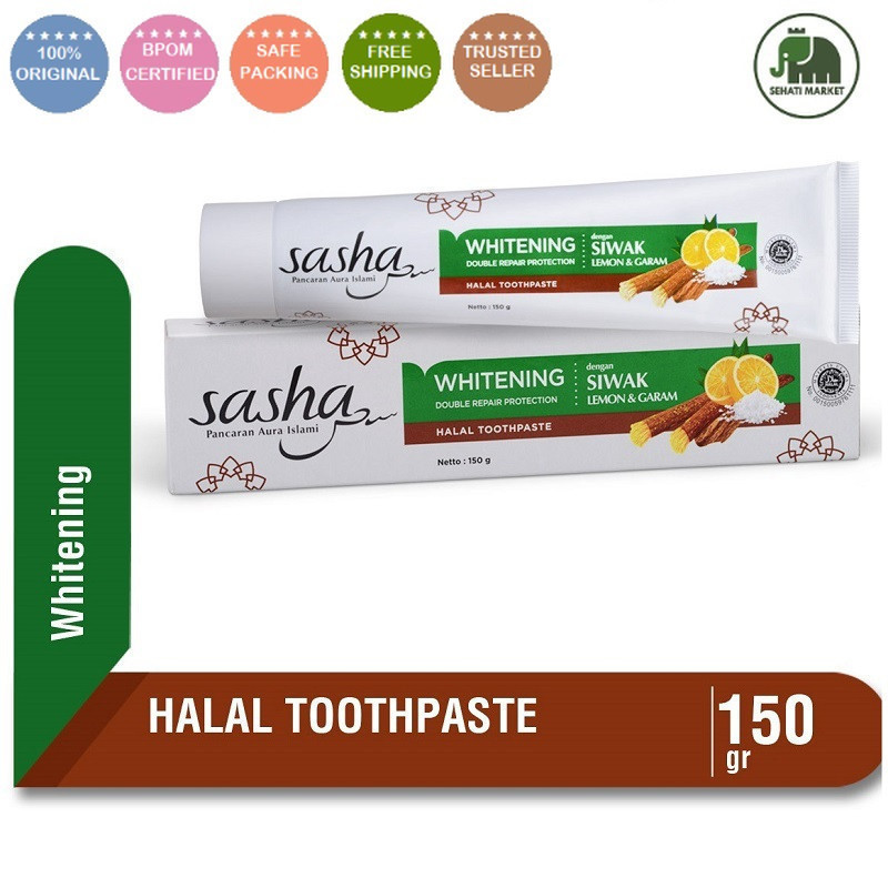 ֍SEHATI֎ SASHA Sasha Toothpaste Pasta Gigi WHITENING | PENCEGAH GIGI BERLUBANG | HERBAL 150 gr