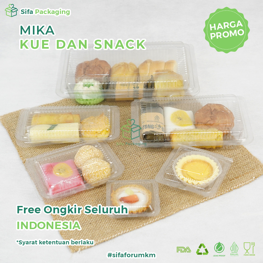 Mika Kue Basah Wadah Mika Kecil Sedang Kotak Makanan Box Kue Bolu Mika Bening Snack Nasi Lauk Kemasa