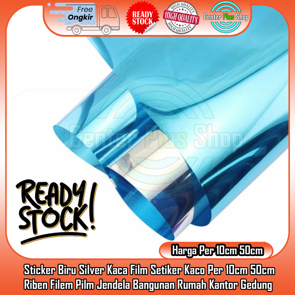Sticker Biru Silver Kaca Film Setiker Kaco Per 10cm 50cm Riben Filem Pilm Jendela Bangunan Rumah Kan