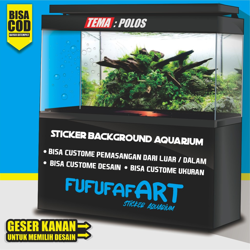 stiker setiker sticker wallpaper background aquarium belakang 3d tema gambar akar  3d CK