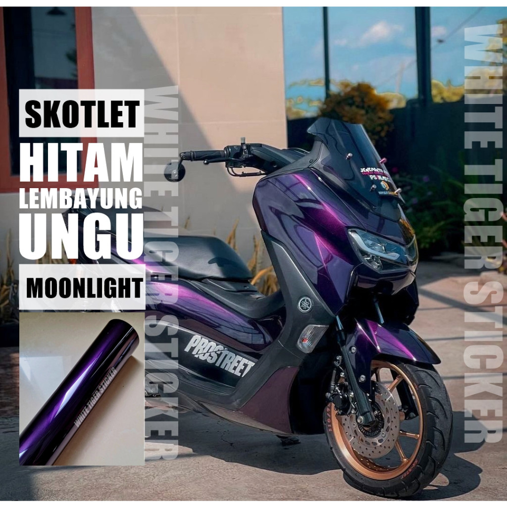 Skotlet Stiker Motor Hitam Lembayung Ungu SKOTLET Hitam Lembayung Purple SCOTLITE Moonlight Ungu Sko