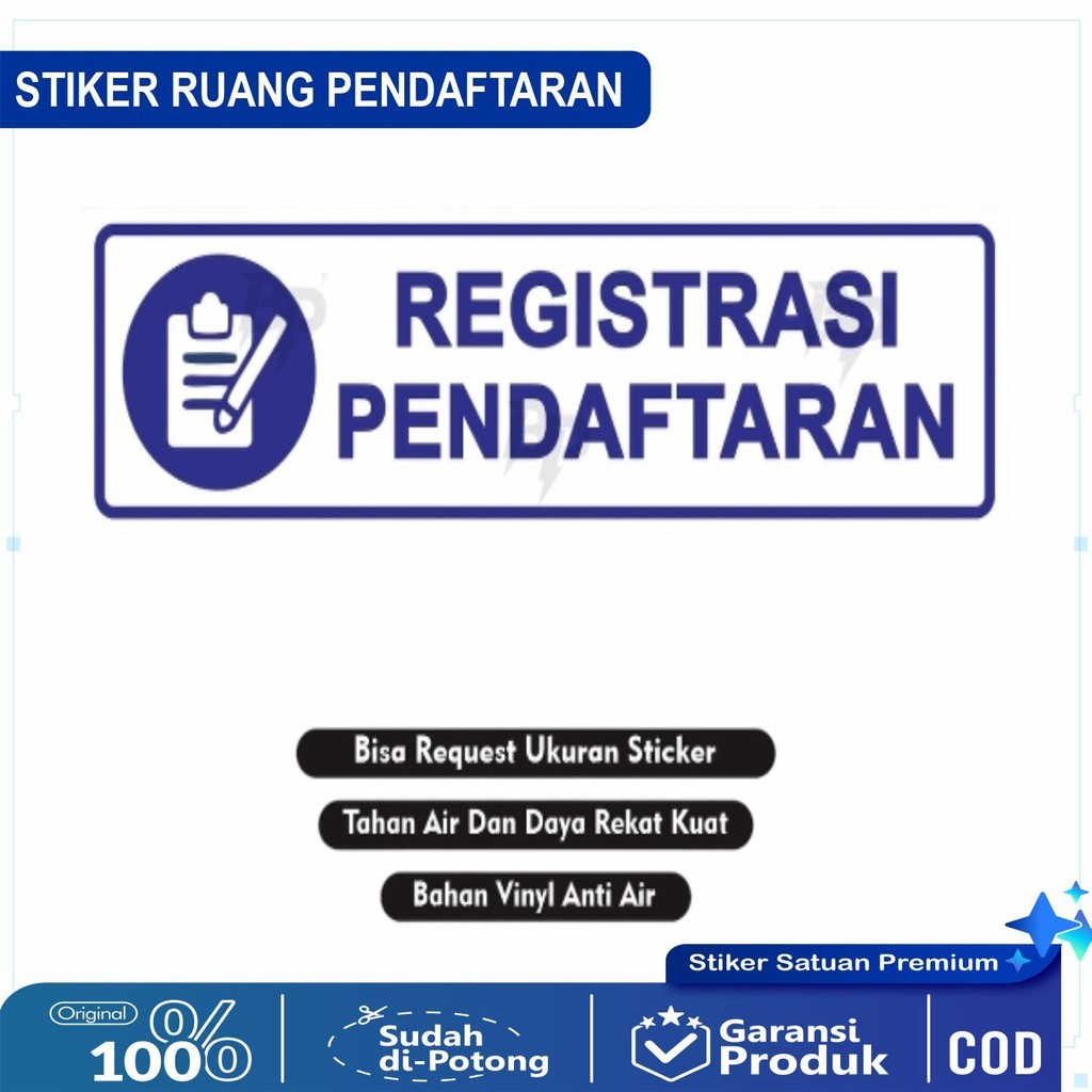 

Sticker Ruang Registrasi / Stiker Pendaftaran / Registrasi Pendaftaran / Stiker Daftar / Ruang Pendaftaran