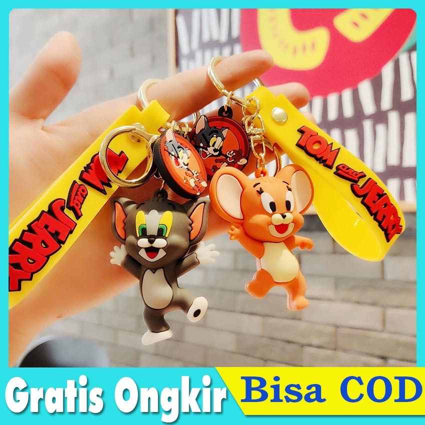 Gantungan Kunci Boneka Bulu Tom & Jerry Lucu - Gantungan Tas Mobil Motor Anti Hilang dengan Lonceng