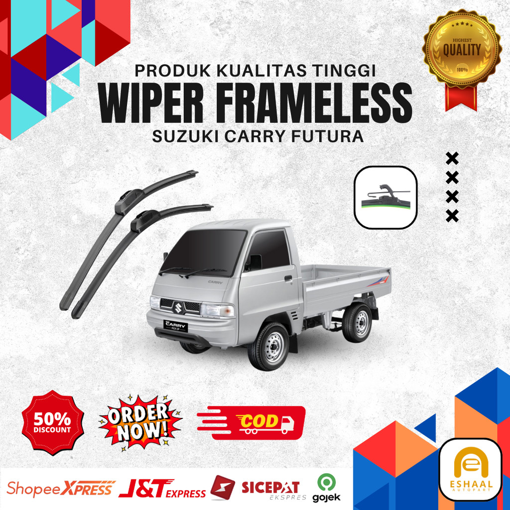 ( 1 SET ) Wiper Mobil Frameless Suzuki Carry Futura Sepasang Isi 2 Pcs Kanan Kiri | Wiper Kaca Mobil