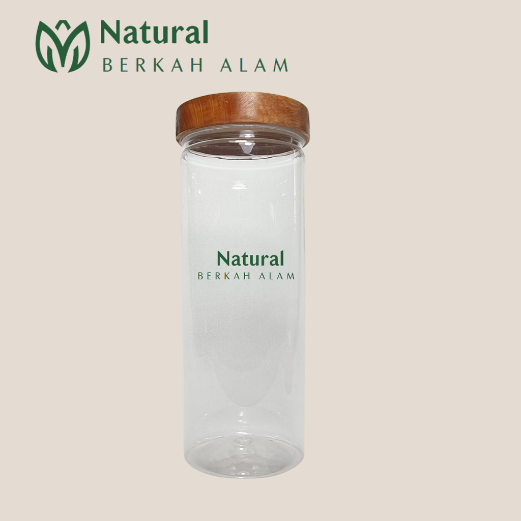 Toples 1,5 Liter  Tabung Natural Tutup Kayu / Toples Plastik / Toples / Toples Lebaran / Toples Keci