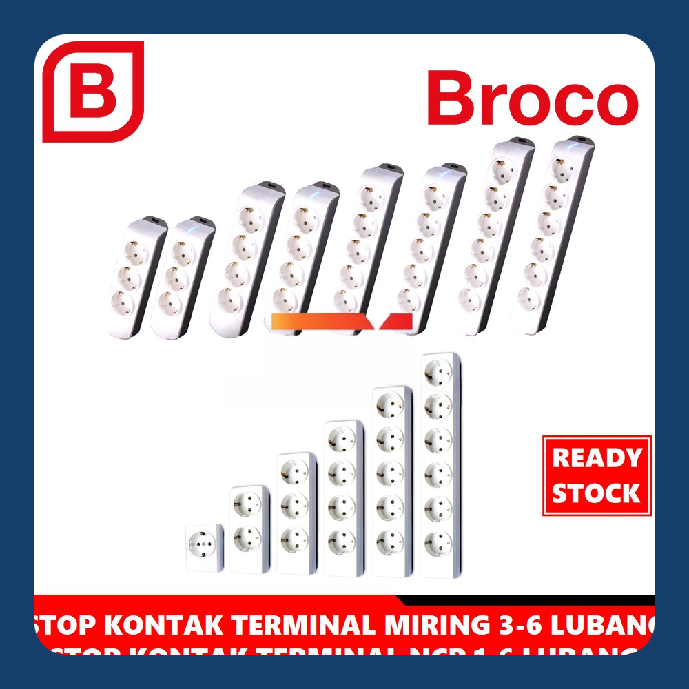 Stop Kontak 1 2 3 4 5 6 Lubang Broco Putih (15310 15321 15330 15340 15350 15360 NCP) Miring (15336 1
