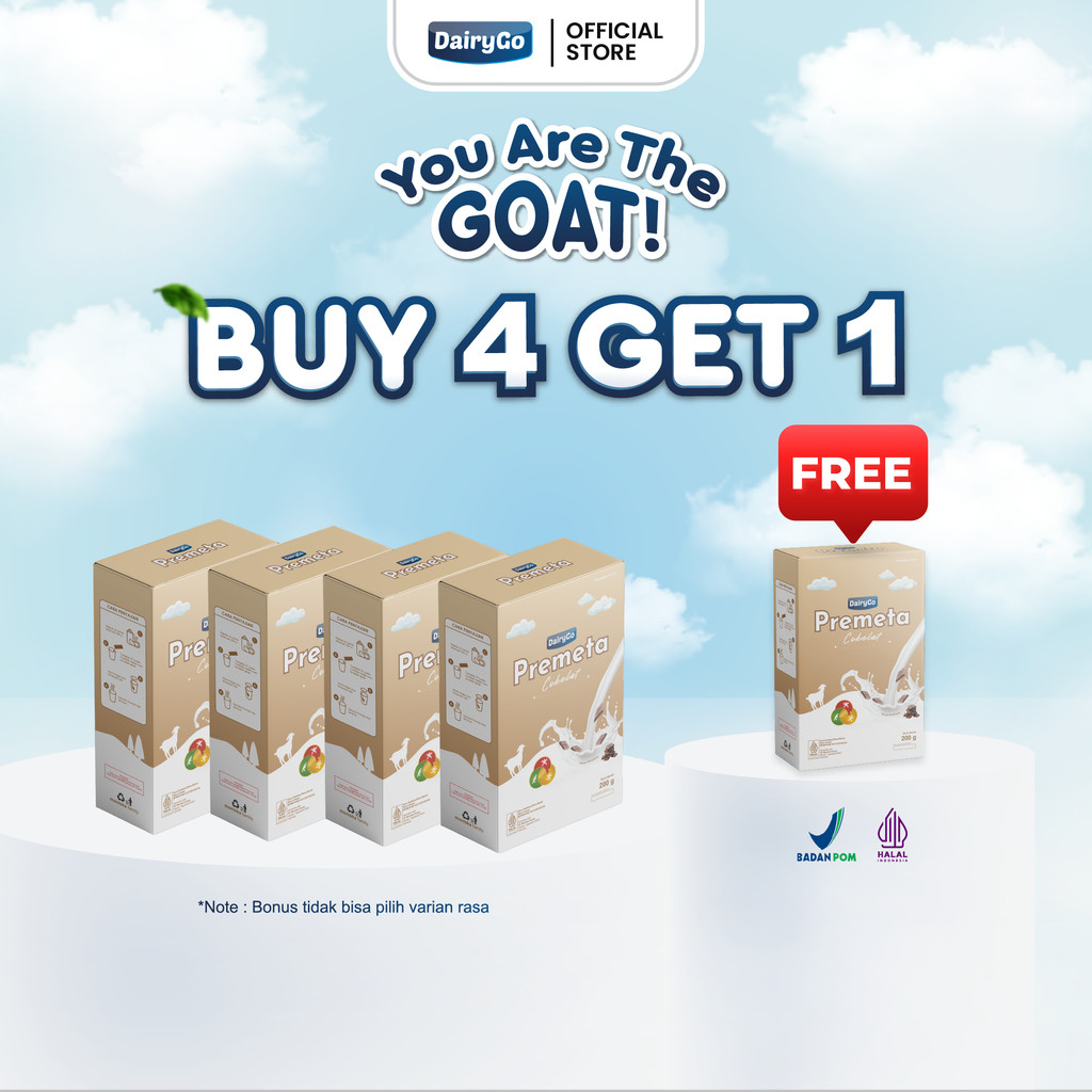 

[PROMO BUY 4 GET 1 FREE] Susu Kambing Etawa Bubuk 200g Varian Cokelat