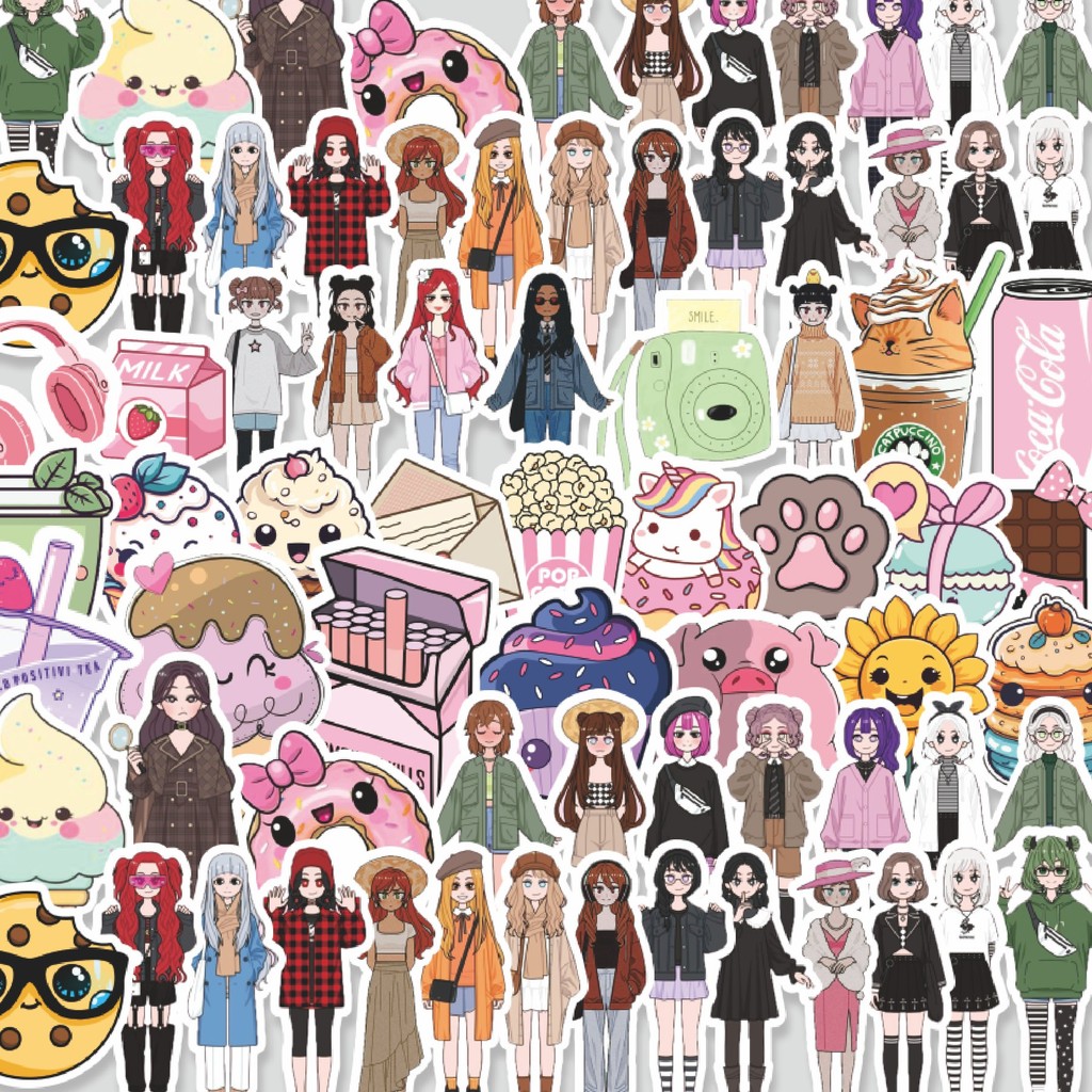 

Stiker Cutting Pack Stiker Karakter My Dress-Up Darling/ Berpakaian & Makanan Isi 100Pcs Series Aesthetic Lucu Keren Untuk Koper Bahan Vynil