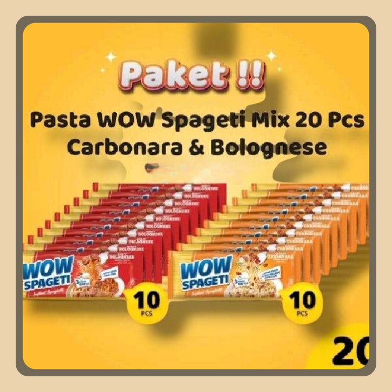 

Paket Wow Spageti 20 Pcs Mix 2 Rasa - Carbonara - Bolognese