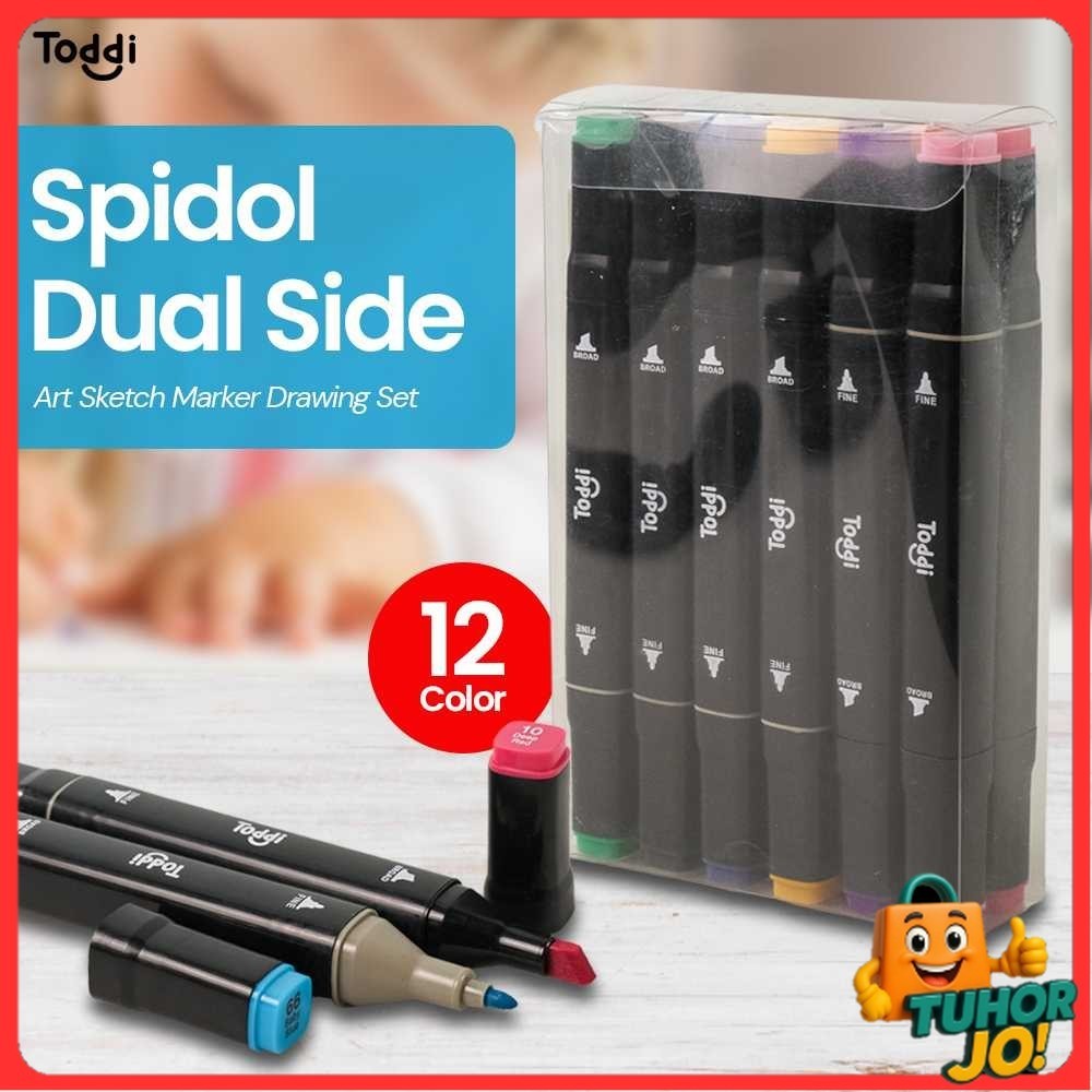 

Toddi Spidol Dual Side Art Sketch Marker Drawing Set 12 Color - T12