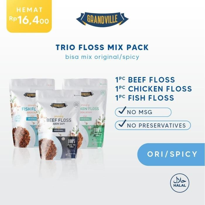 

Grandville Abon Sapi, Ayam & Ikan Crunchy Trio Mix Pack - Non Msg Gluten Free - Original