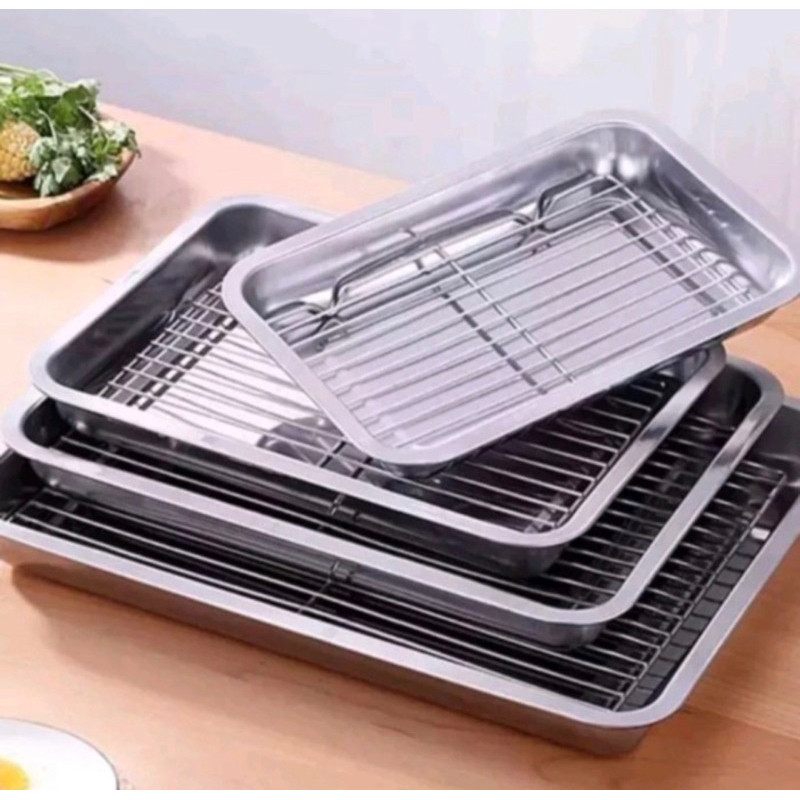 Nampan Tirisan Minyak Gorengan Stainless / Peniris Persegi / Coolingtray / Peniris Makanan Nampan / 