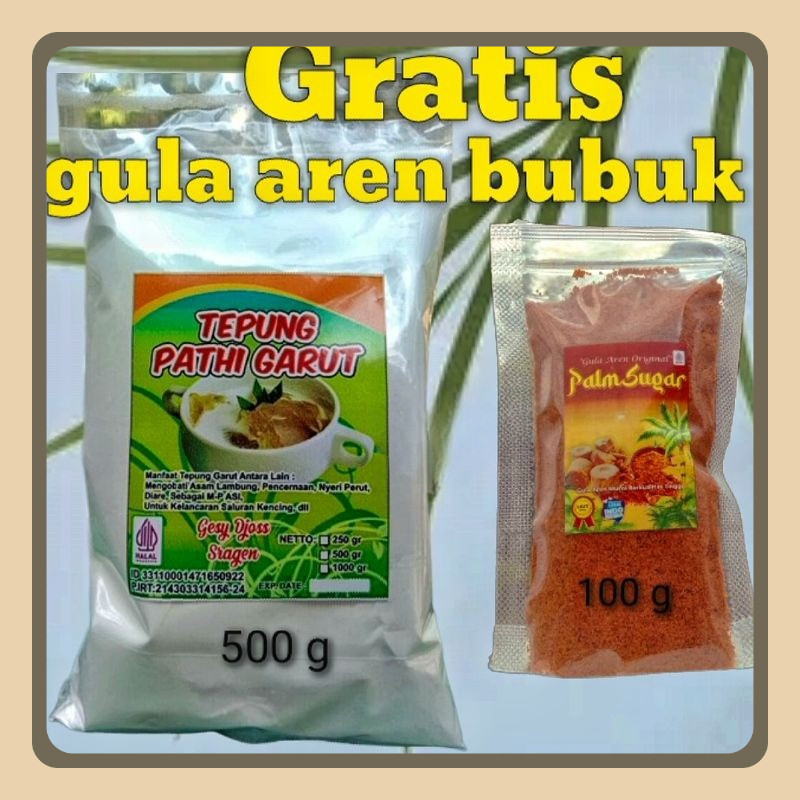 

Tepung Garut Asli 500 Gram Gratis Gula Aren Bubuk