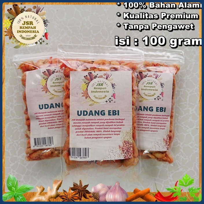 

UDANG EBI ASLI ISI 100 GRAM UDANG KERING KUALITAS PREMIUM BUMBU DAPUR JSR REMPAH