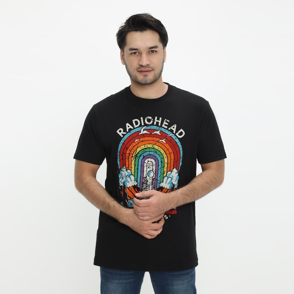 T-Shirt Pria Band Trafficroom Kaos Vintage Radiohead in Rainbows