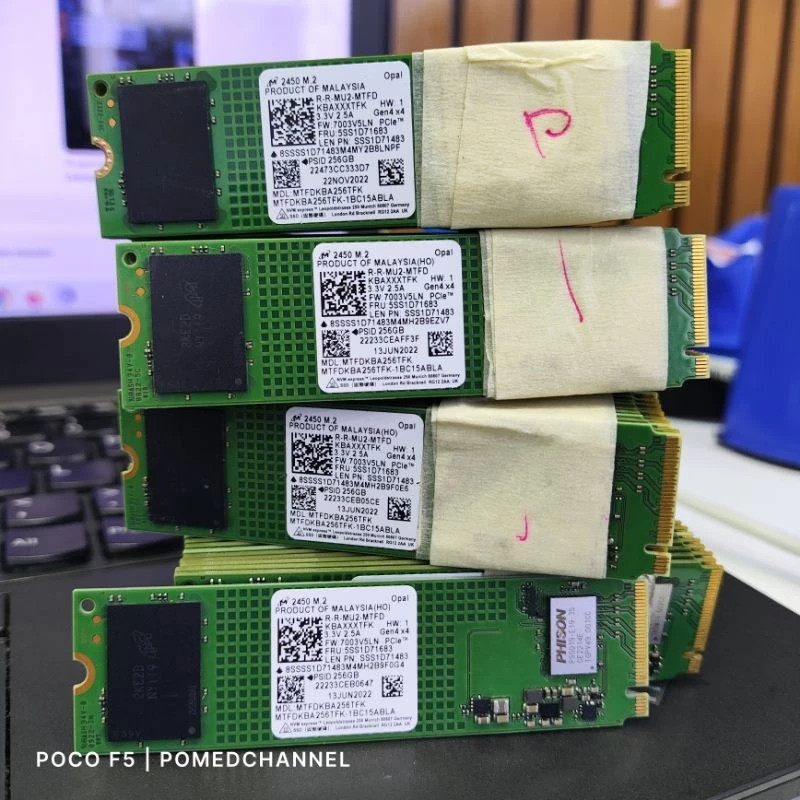SSD NVME 256GB PCIE GEN4 GEN3 Merk RANDOM Health NORMAL SEHAT - CABUTAN LAPTOP BARU