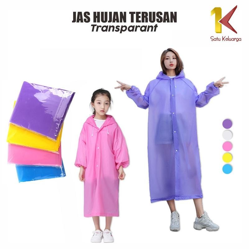 

[COD] SK C412 C413 Jas Hujan Terusan Mantel Hujan Anak Dan Dewasa Semi Transparan Polos Berkualitas Tahan air