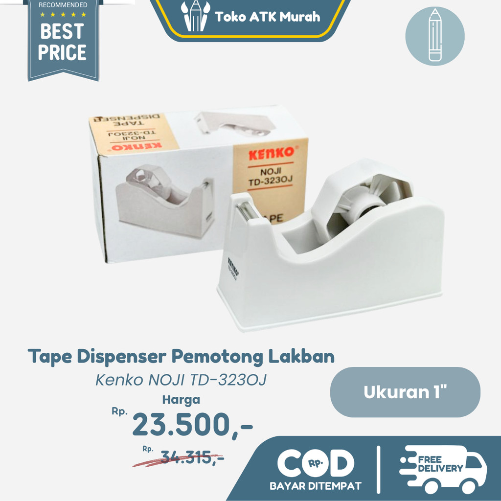 

Tape Dispenser Cutter Alat Pemotong Isolasi Kenko TD-323