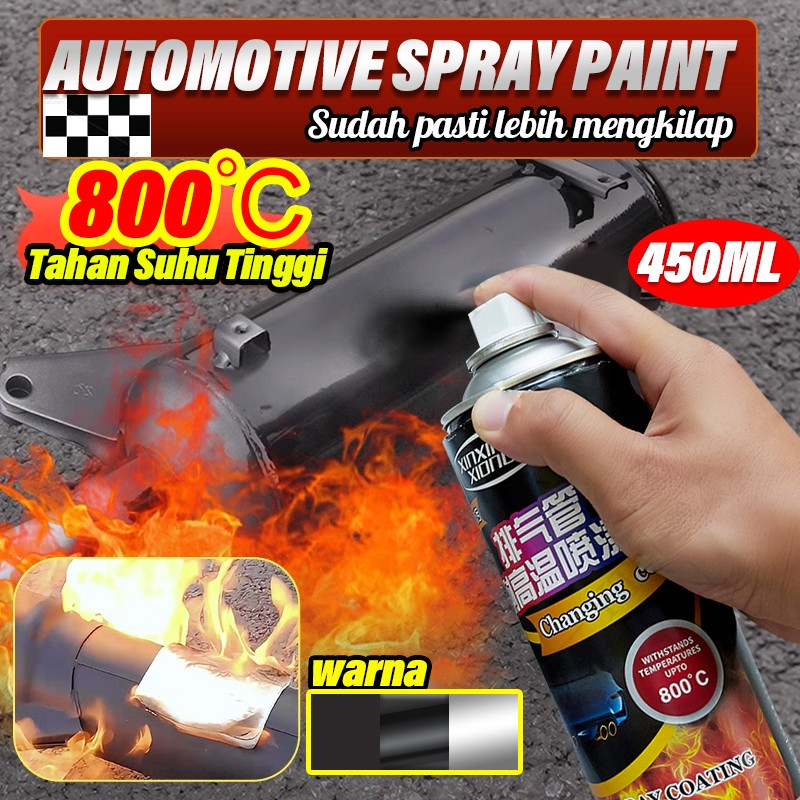 Tahan suhu tinggi 800°C 400ML cat knalpot anti panas Pilox Diton Hi Temp Black Hitam Doff untuk Mesi