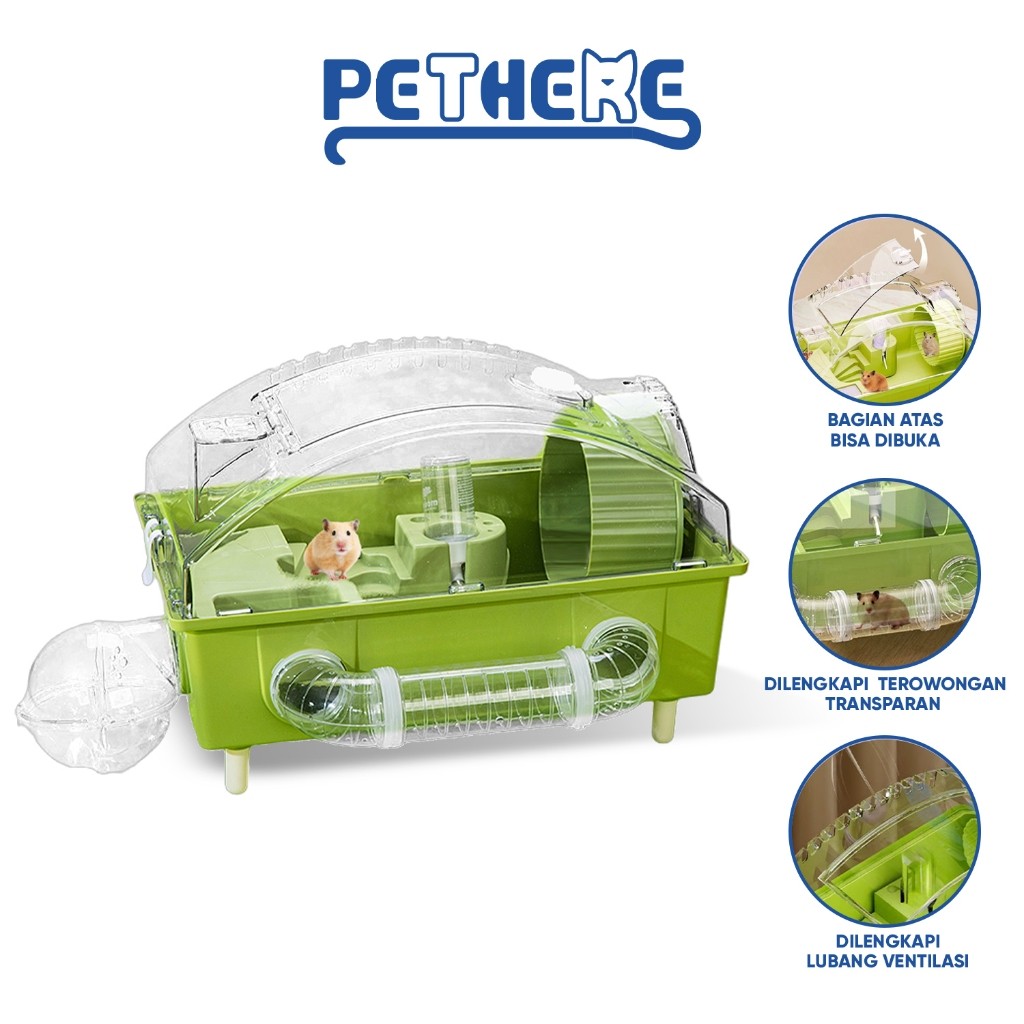 CAMBERUS_SHOP  PET THERE Kandang Hamster Transparan Dengan Terowongan F26 Hamster Sugar Glider Cage
