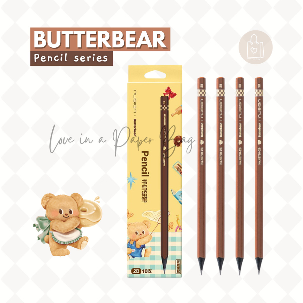 

[LIPB] Cute Butterbear Pencil Series 2B HB with Black Wood