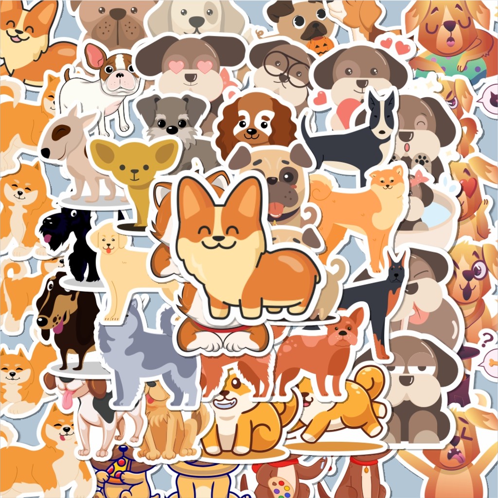 

100PCS Lucu Sticker Hewan Anjing Stiker Aesthetic Stiker Anti Air Stikers Berperekat Waterproof sticker decal buat Motor Helm Buku Journal Koper Casing HP Laptop Botol Minum Hadiah anak