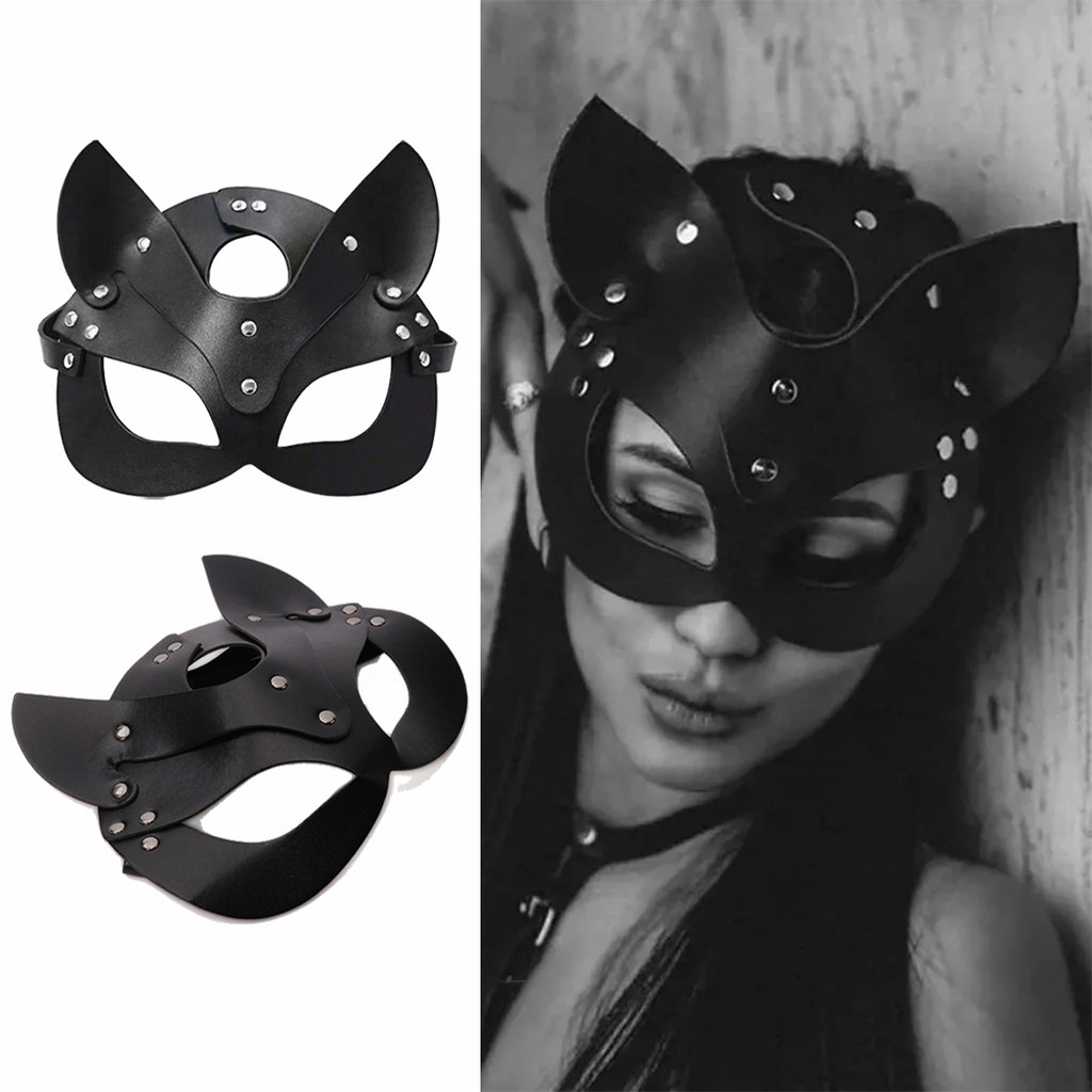 Topeng Kucing Leather  Seksi Pesta Wanita Seksi Mask Cosplay Black Cat Topeng Cat