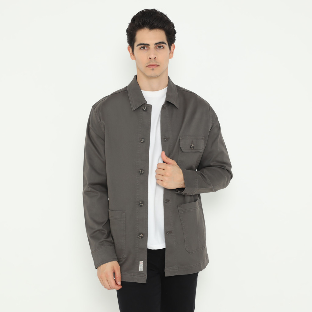 izzue jaket kanvas - abu-abu