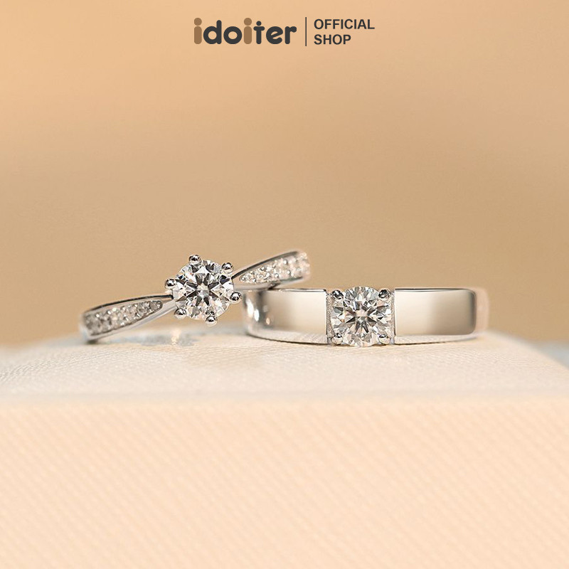 Idoiter Moisanit Cincin Pria Berlian Mewah Ringan Cincin Terbuka Berlian Imitasi Cincin Pasangan