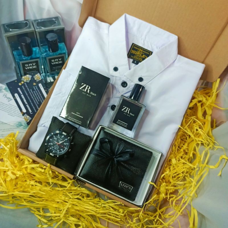 Ready NR Paket Salman Hampers kaos Kemeja Cowok parfum cowok jam tangan dompet cowok kado ulang tahu