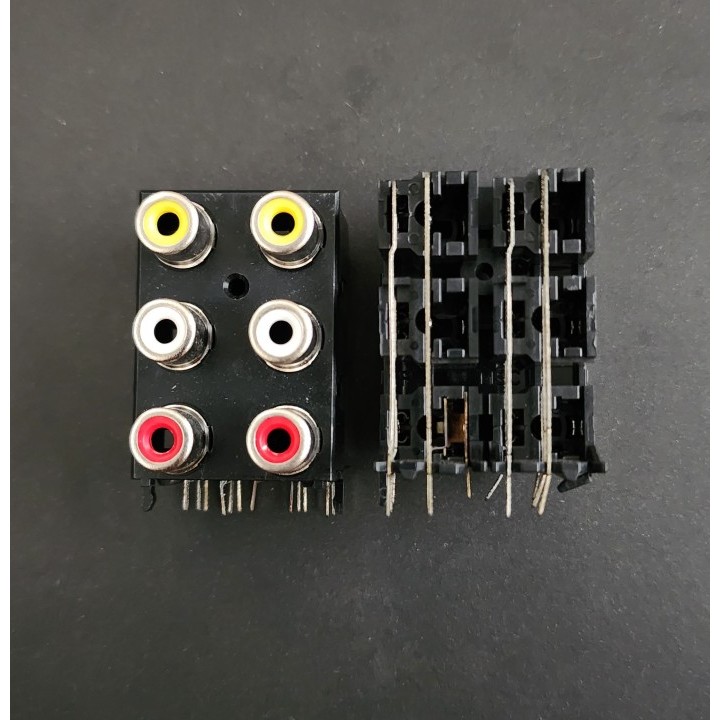 JM99 Socket Soket Female RCA 6 Slot Lubang Vertical Konektor AV - Kotak