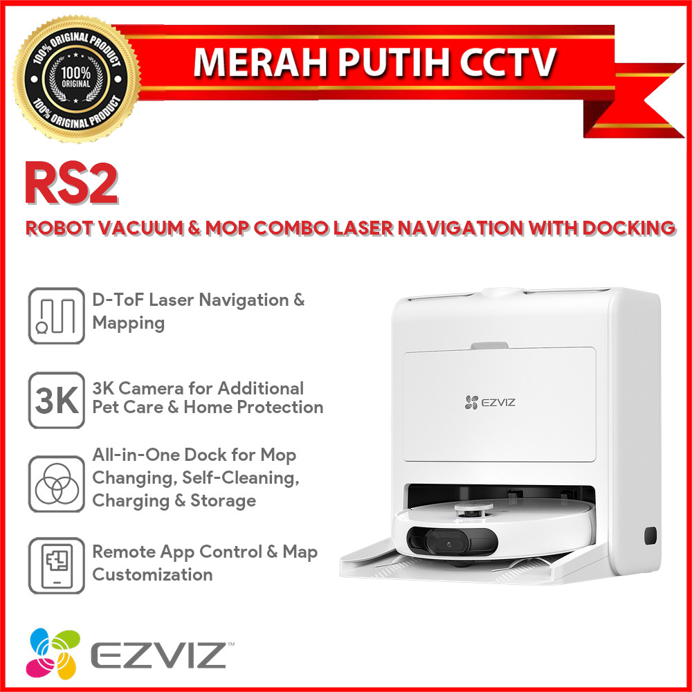 EZVIZ RS2 ROBOT VACUUM & MOP COMBO LASER NAVIGATION WITH DOCKING