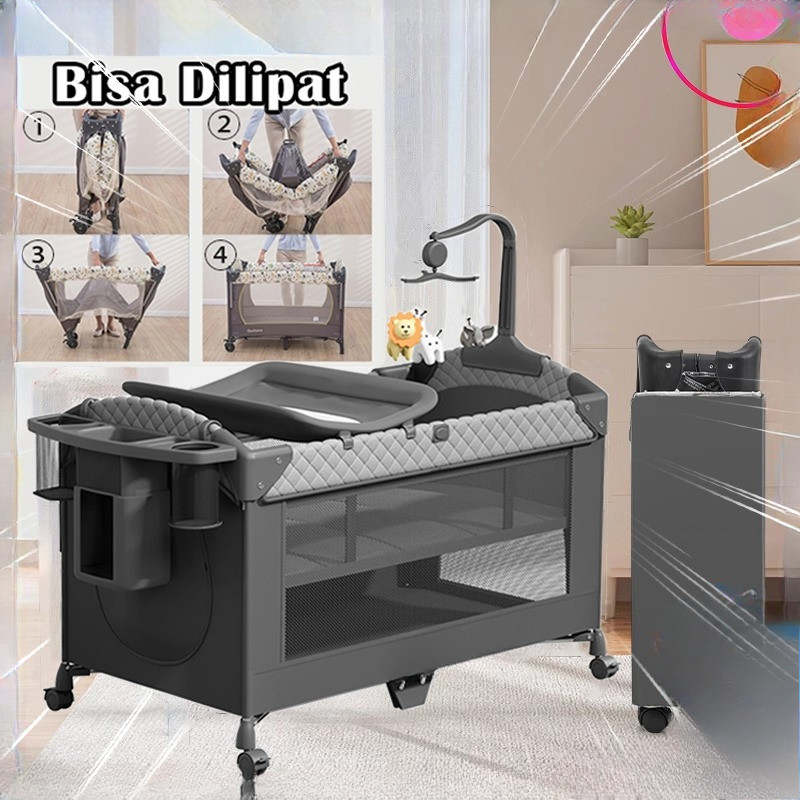 Tempat Tidur Bayi Box Bayi Tempat Tidur Bayi Lipat Multifungsi Kasur Bayi Set Kelambu Ranjang Bayi G