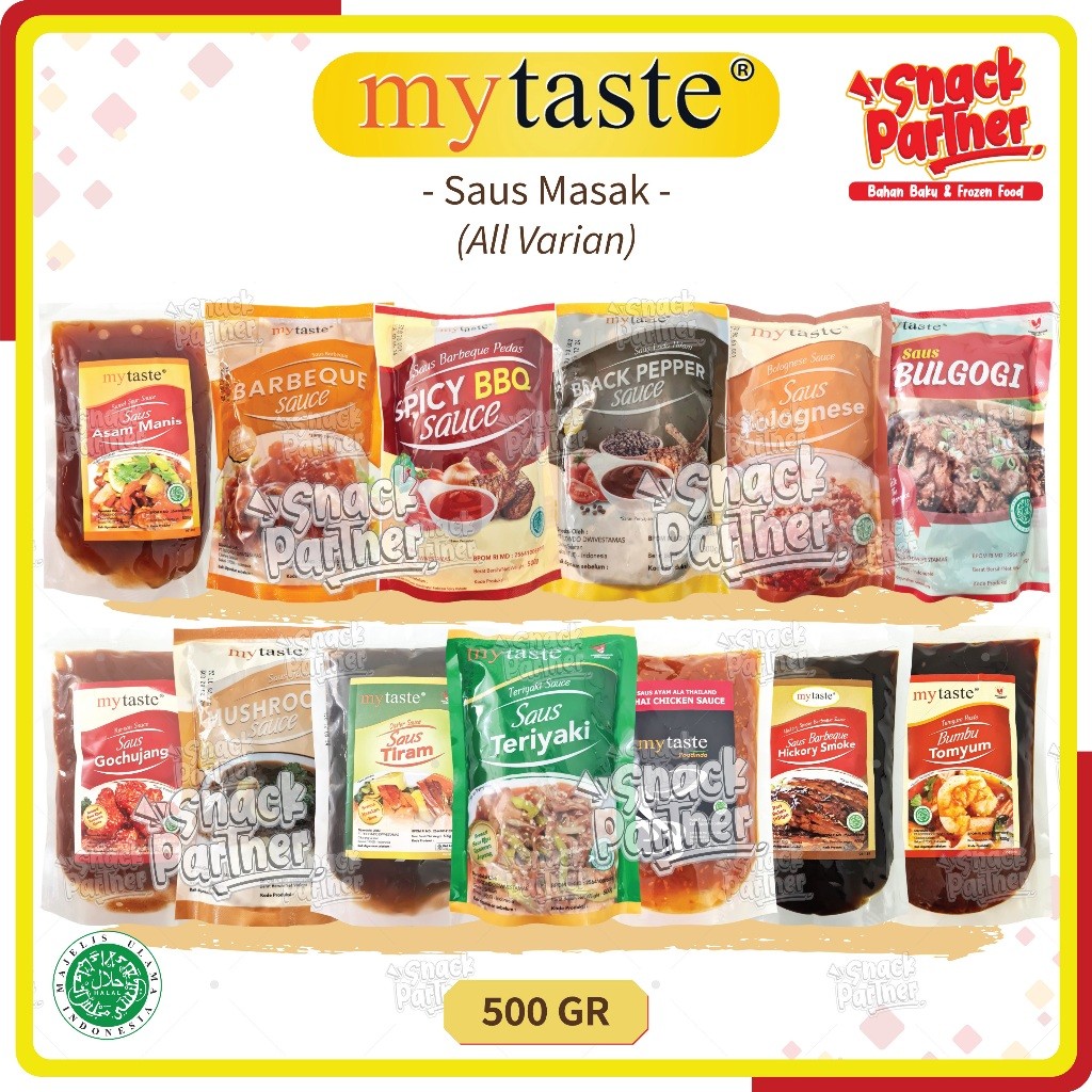 

MY TASTE 500 GR - MyTaste Saus Saos Bumbu Asam Manis Barbeque BBQ Spicy Pedas Lada Hitam Black Pepper Bolognese Spaghetti Spageti Spagheti Bulgogi Korea Gochujang Jamur Mushroom Tiram Oyster Teriyaki Ayam Thailand Thai Chicken TomYum Tom Yum Yam TomYam