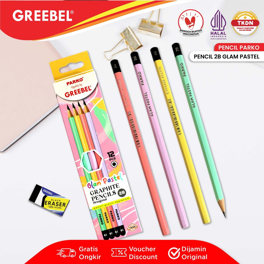 

PARKO Pensil kayu 2B Glam Pastel (12PCS/SET) / Pensil Tulis Pastel Graphite Ujian sekolah Pensil Gambar