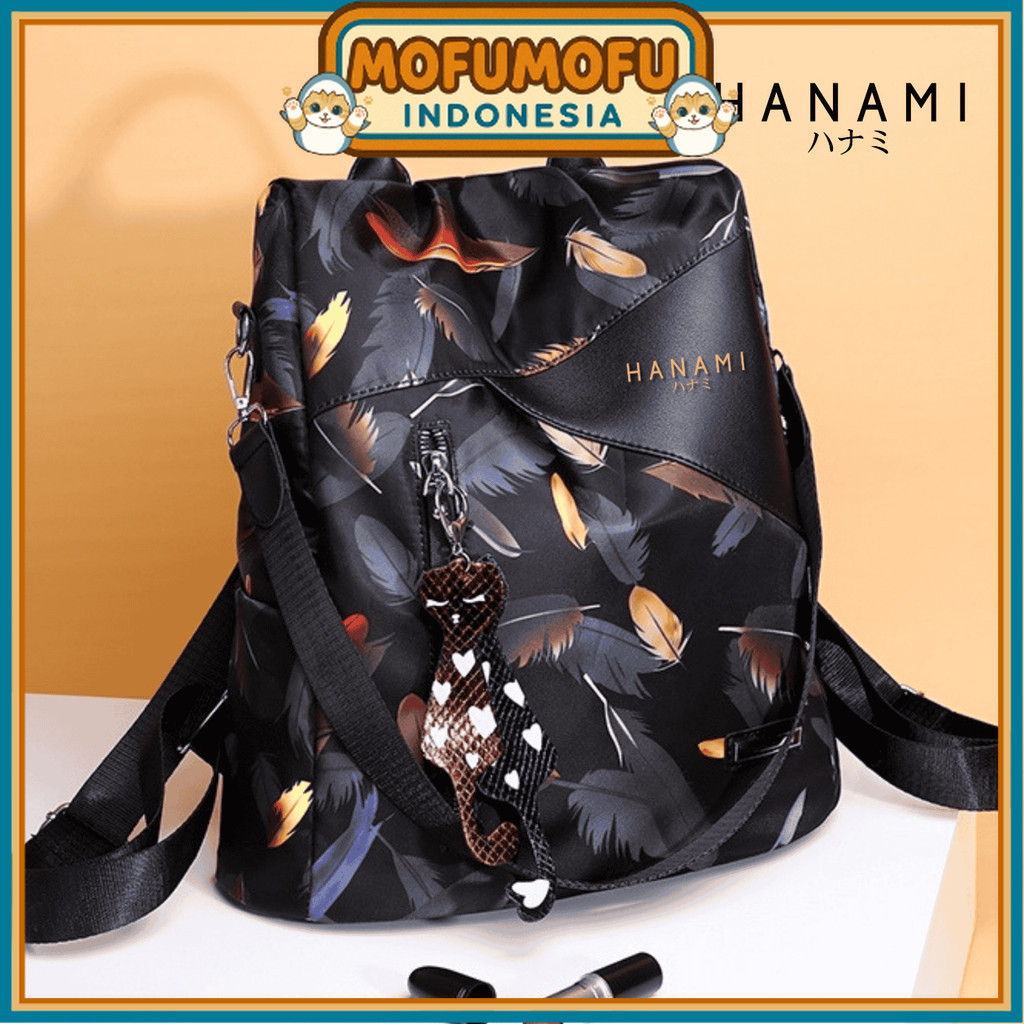HANAMI Tas Ransel Wanita Hitam Arama TA326B5 Kerja Sekolah Ori Branded Anti Air Korea Batam Backpack