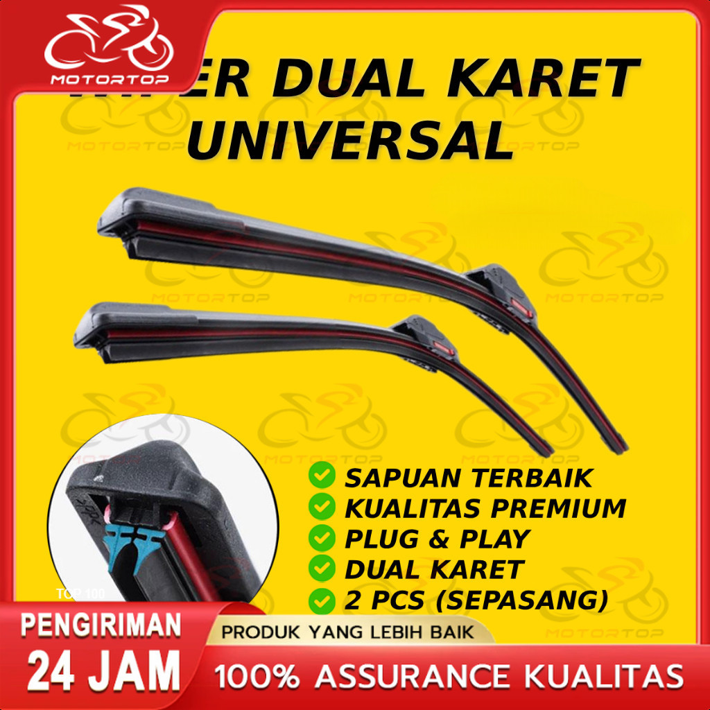 Wiper Frameless Dual Blade Wiper Mobil Dual Blade - Universal Semua Mobil - Wiper Frameless Dual Kar