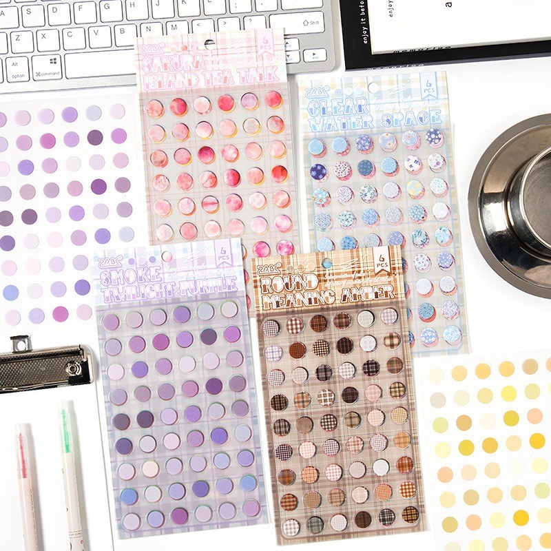 

[Gongjin] 6 Lembar Sticker Dot JYBD Bulat Lingkaran Lucu Stiker Hiasan Memo