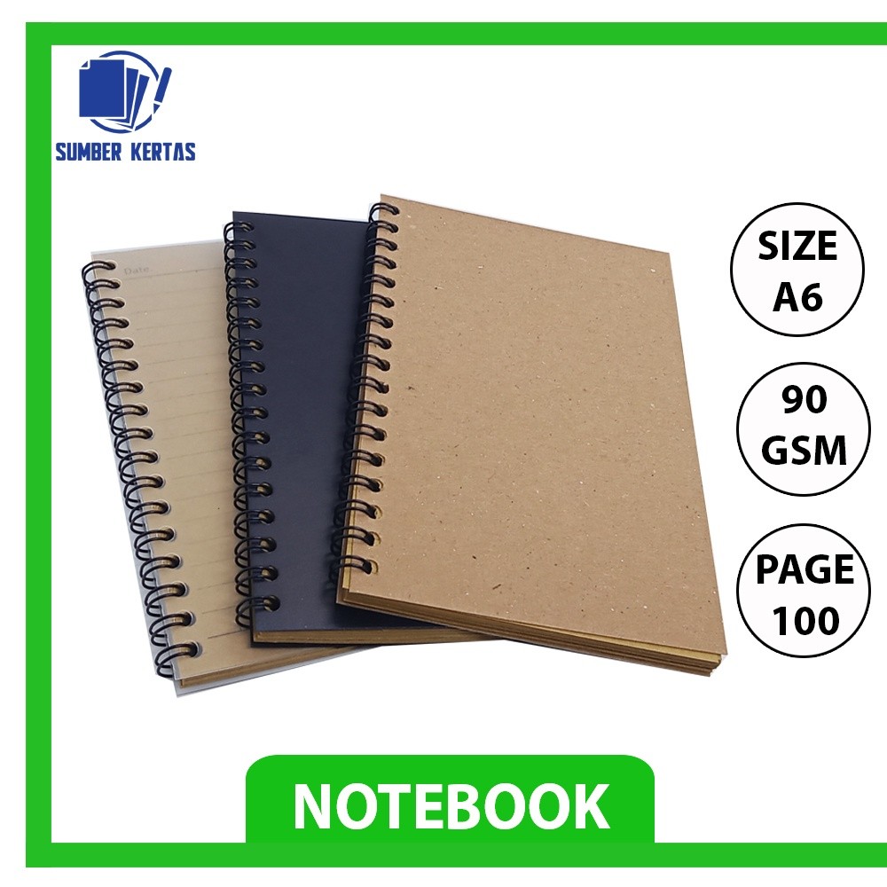 

NOTEBOOK A6/ BROWN PAPER/JURNAL A6/BUKU CATATAN A6 CRAFT PAPER Buku Tulis Spiral GRID KOTAK2 DOT TITIK2