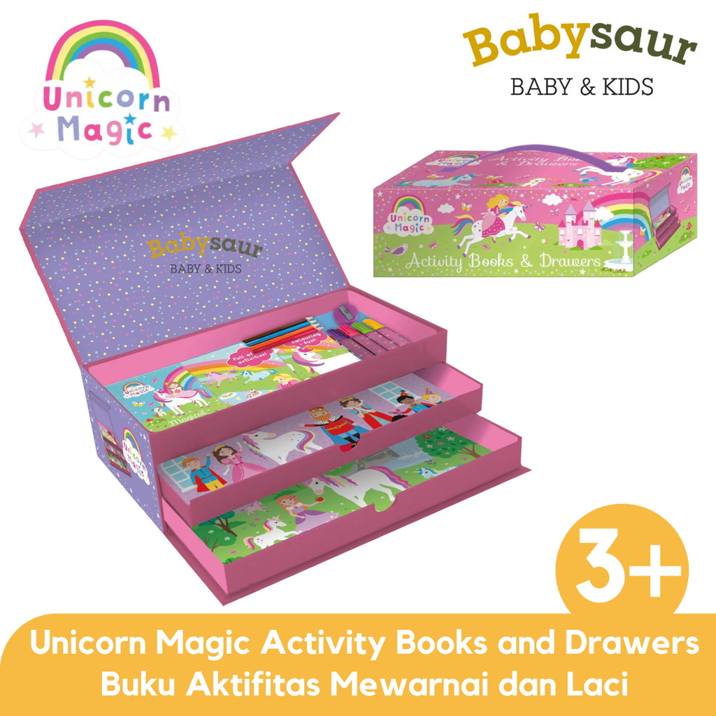 

Unicorn Magic Activity Books and Drawers Buku Aktifitas Mewarnai dan Laci Anak Perempuan 3 Tahun +