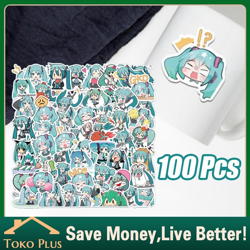 

100Pcs Stiker Hatsune Miku Sticker Anime Aesthetic Vinyl Waterproof Sticker Helm Buku Jurnal Koper Motor Casing