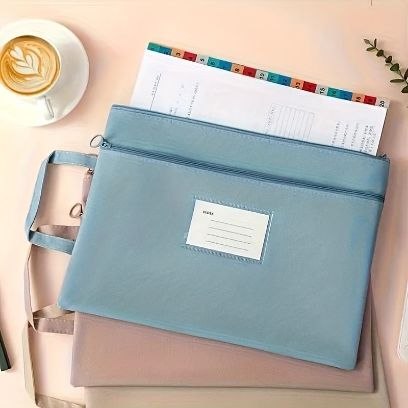 

Large Capacity A4 File Organizer - Waterproof Oxford Fabric Double-Layer Zipper Compartments Durable Stylish Stationery & Office