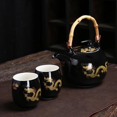 [Vaes] Teko Cangkir Teh Set 2 Cups Naga Emas Keramik / Ceramic Chinese Teapot Teacups Set