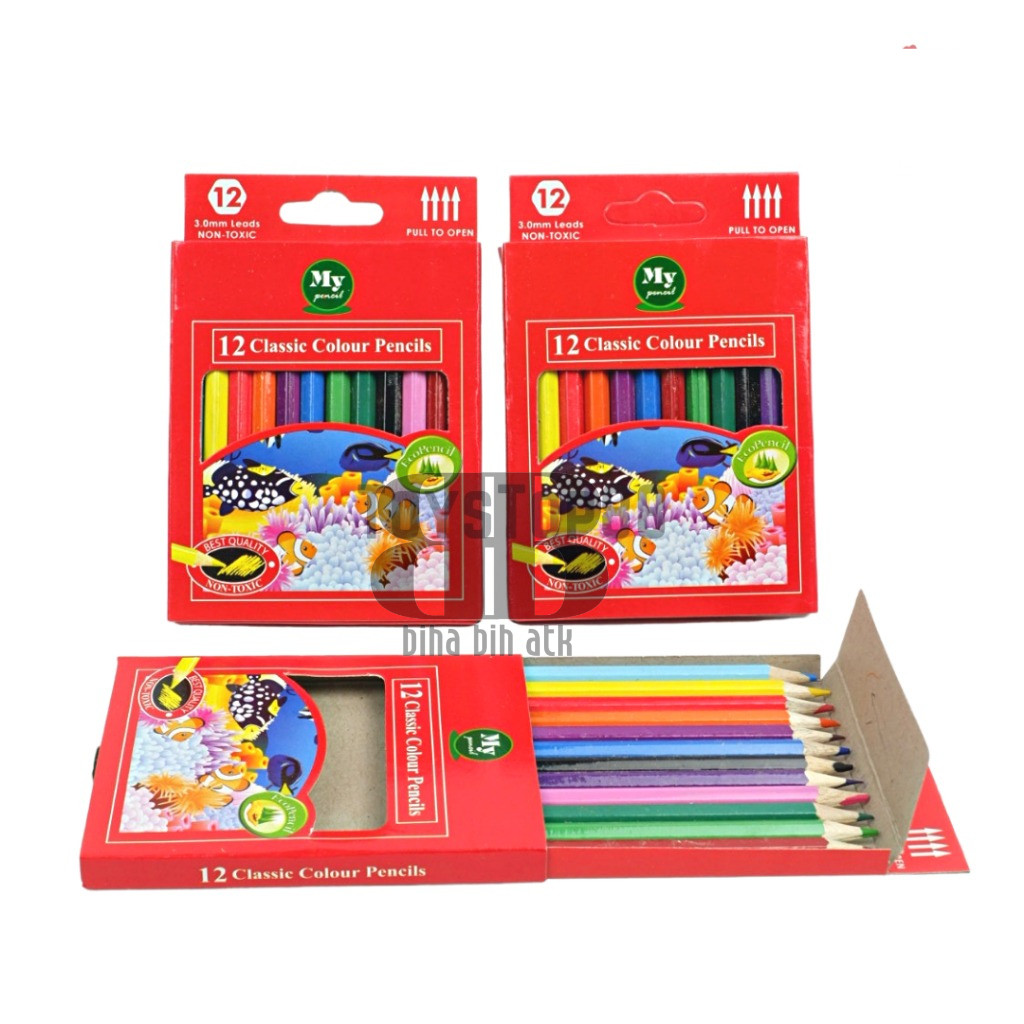 

Pensil 12 Warna Pendek Mini MY PENCIL - Color Pencil Paper Box Classic - Coloring Set Anak Anak