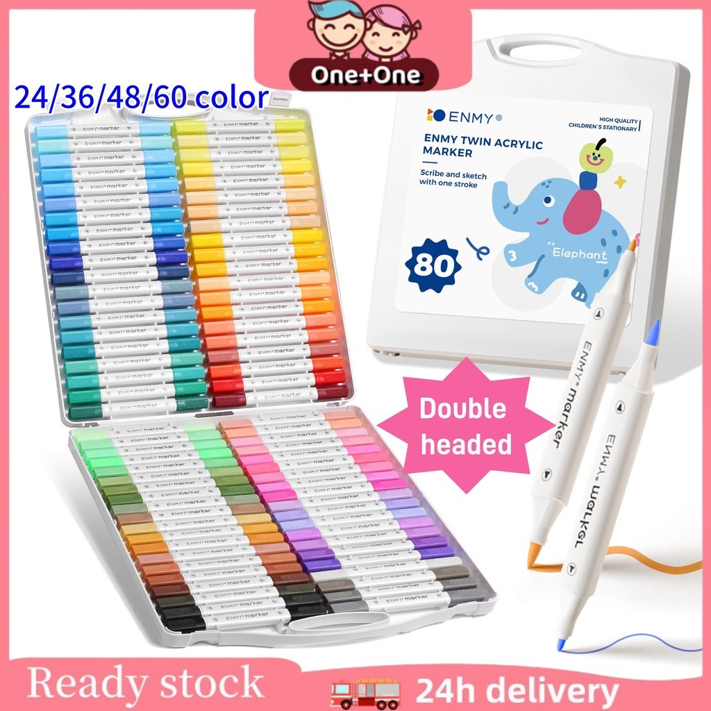 

One+One Double-headed Set Marker Akrilik 24/36/48/60 Warna yang Beragam dan Menarik untuk Seni