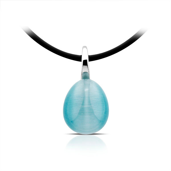 Liontin Perak Cat Eye Turquoise -Turquoise Cat Eye Silver Pendant