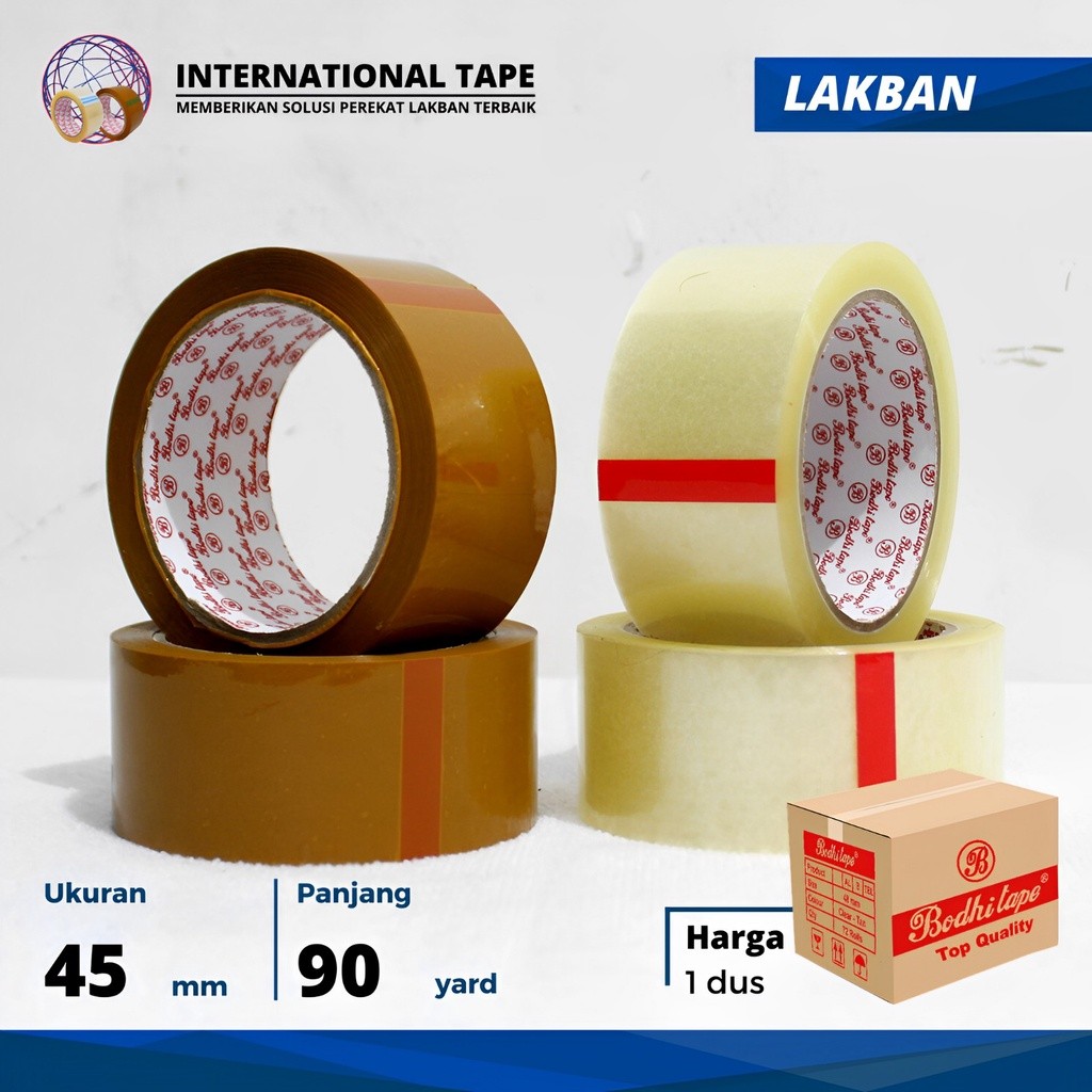 

LAKBAN BENING COKLAT 45MM X 90 YARD KUALITAS BODHI TAPE "PERDUS
