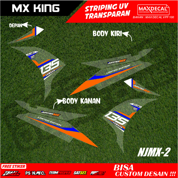 striping mx new 135 transparan new jupiter mx njmx  racing minimalis merah hijau biru hitam njmx-c